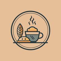 ein Teller mit Brot und ein Tasse von Kaffee, Design ein minimalistisch Logo zum ein gemütlich Cafe bekannt zum es ist handwerklich Kaffee und Gebäck vektor