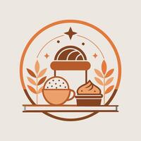 minimalistisch Logo Design zum ein gemütlich Bäckerei, präsentieren ein Schüssel von köstlich Essen, Design ein minimalistisch Logo zum ein gemütlich Cafe bekannt zum es ist handwerklich Kaffee und Gebäck vektor