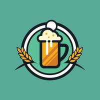 Bier Becher und Ohren von Weizen, generieren ein einfach und stilvoll Logo zum ein modern Gastropub mit ein rotierend Auswahl von lokal Biere vektor
