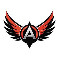 en logotyp terar röd och svart färger med vingar symbol, första brev en logotyp och vingar symbol vektor