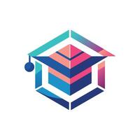 Logo zum ein Unternehmen mit ein bunt Würfel, symbolisieren Innovation und Kreativität, geometrisch Formen Bildung ein minimalistisch Logo zum ein online Bildung Plattform vektor