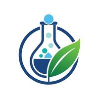 en logotyp terar en växt och en testa rör, symboliserar en blandning av natur och vetenskap i en modern design, utveckla en rena och modern logotyp för ett erfarenhetsmässigt händelse byrå vektor