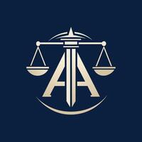 Waage von Gerechtigkeit Symbol gegen ein Blau Hintergrund, Darstellen Gerechtigkeit und das legal System, produzieren ein glatt und untertrieben Logo zum ein Gesetz Beratung Unternehmen vektor