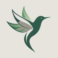 en fantastisk kolibri med smaragd- grön vingar mot en rena vit bakgrund, subtil och elegant logotyp terar en kolibri silhuett vektor