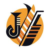 en minimalistisk logotyp representerar en musikalisk instrument, använda sig av minimalistisk element till framföra de känsla av en jazz improvisation vektor