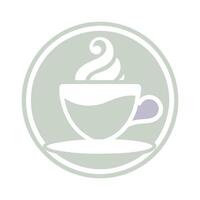 en kopp av kaffe som innehåller en silver- sked inuti, spela med pastell färger och mjuk gradienter för en lugnande Kafé logotyp vektor