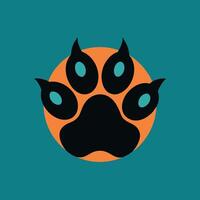 ein Hunde Pfote mit Blau Augen gegen ein Blau Hintergrund, ein minimalistisch Design von ein Löwen Pfotenabdruck, minimalistisch einfach modern Logo Design vektor