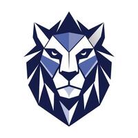 geometrisch Löwe Kopf, ein geometrisch Interpretation von ein Löwen Gesicht, minimalistisch einfach modern Logo Design vektor