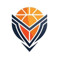 en basketboll logotyp terar en basketboll inuti av Det, en geometrisk form representerar en basketboll team, minimalistisk enkel modern logotyp design vektor