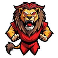 en lejon maskot visning ett arg uttryck, aggressiv zombie kung lejon, maskot logotyp vektor