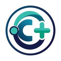 ein kreisförmig Brief c Logo im Blau und Grün mit ein Kreuz Design, Darstellen medizinisch und Gesundheit Konzepte, kreisförmig Brief c medizinisch Logo Gesundheit Symbol Logo Design vektor