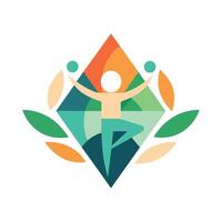 Logo Design zum ein Yoga Studio präsentieren abstrakt Elemente symbolisieren ein gesund Lebensstil, ein abstrakt Darstellung von ein gesund Lebensstil durch geometrisch Formen vektor