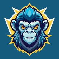 ein Affe mit ein Krone auf es ist Kopf, cool Affe Logo Design Illustrator vektor
