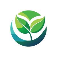 ein minimalistisch Grün Blatt Logo angezeigt auf ein sauber Weiß Hintergrund, erstellen ein minimalistisch Logo Das verkörpert das Konzept von Nachhaltigkeit vektor