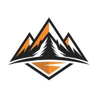 elegant, modern logotyp terar en berg design i orange och svart färger, skapa en elegant och modern logotyp för en högmode återförsäljare vektor