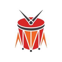 en röd trumma med en par av sax placerad på topp av Det, skapa en logotyp den där symboliserar de rytm av en trumslag, minimalistisk enkel modern logotyp design vektor