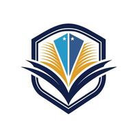 ein minimalistisch Logo mit ein Buch mit ein Kreuz auf oben von Es, symbolisieren ein Veröffentlichung Unternehmen, sich entwickeln ein minimalistisch Logo zum ein führen Veröffentlichung Unternehmen vektor