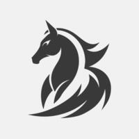 ein Graustufen minimalistisch Darstellung von ein Pferde Kopf auf ein einfach Weiß Hintergrund, anmutig Pferde- bilden im Graustufen, minimalistisch einfach modern Logo Design vektor