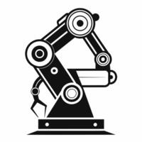 ein detailliert Aussicht von ein schwarz und Weiß Mikroskop, Fokussierung auf es ist kompliziert Design und Merkmale, stilisiert Entwurf von ein Roboter Arm im schwarz und Weiss, minimalistisch einfach modern Logo Design vektor