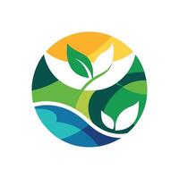 ein Grün Blatt und Wasser Logo Design auf ein sauber Weiß Hintergrund, verwenden einfach Formen und Farben zu erstellen ein Logo Das symbolisiert Umwelt Bewusstsein vektor