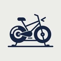 en svart cykel med en hjul bifogad till en stå inomhus, snurra cykel och rodd maskin parning, minimalistisk enkel modern logotyp design vektor