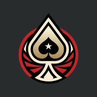en enkel, modern poker kostym logotyp terar en stjärna i de Centrum, designad i en minimalistisk stil, enkel poker logotyp design, minimalistisk enkel modern logotyp design vektor