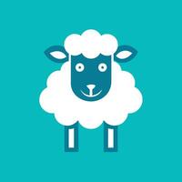 ein minimalistisch, modern Schaf Logo Vorlage mit ein Blau und Weiß Schaf gegen ein Blau Hintergrund, Schaf Logo Vorlage, minimalistisch einfach modern Logo Design vektor