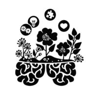 Verstand Blumen Silhouette Symbol Illustration vektor