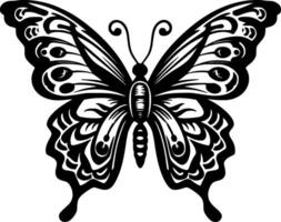fjäril - svart och vit isolerat ikon - illustration vektor