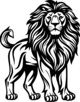 lejon - svart och vit isolerat ikon - illustration vektor