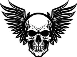 skalle med vingar - minimalistisk och platt logotyp - illustration vektor