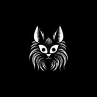 katt - svart och vit isolerat ikon - illustration vektor