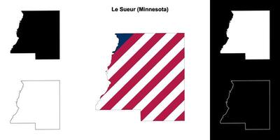 le sueur Bezirk, Minnesota Gliederung Karte einstellen vektor