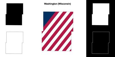 Washington Bezirk, Wisconsin Gliederung Karte einstellen vektor
