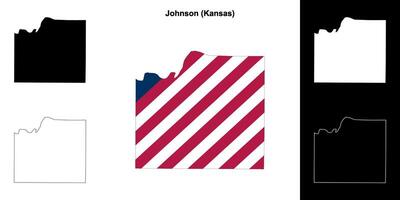 Johnson Bezirk, Kansas Gliederung Karte einstellen vektor