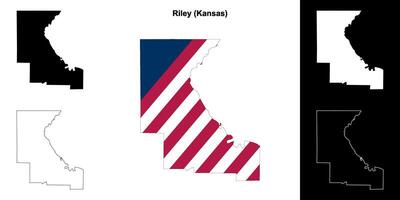 Riley Bezirk, Kansas Gliederung Karte einstellen vektor