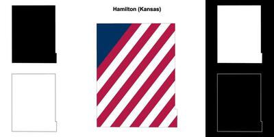 Hamilton Bezirk, Kansas Gliederung Karte einstellen vektor