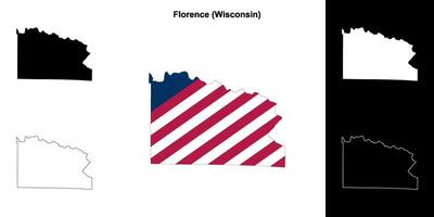 Florenz Bezirk, Wisconsin Gliederung Karte einstellen vektor