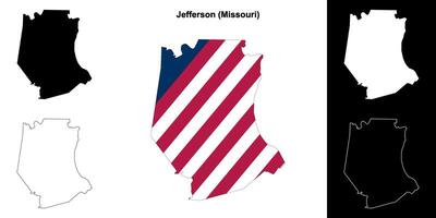 Jefferson Bezirk, Missouri Gliederung Karte einstellen vektor