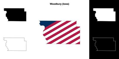 Woodbury Bezirk, Iowa Gliederung Karte einstellen vektor