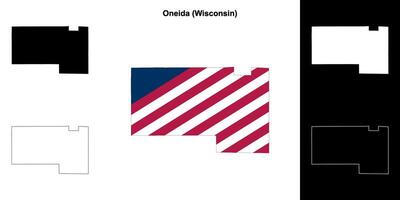 Oneida Bezirk, Wisconsin Gliederung Karte einstellen vektor