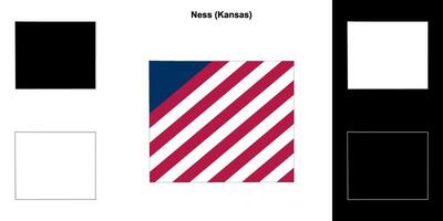 ness Bezirk, Kansas Gliederung Karte einstellen vektor