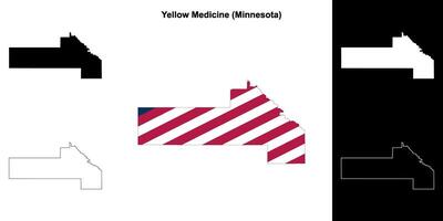 Gelb Medizin Bezirk, Minnesota Gliederung Karte einstellen vektor