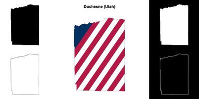 duchesne Bezirk, Utah Gliederung Karte einstellen vektor