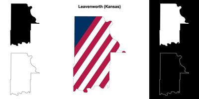 Leavenworth Bezirk, Kansas Gliederung Karte einstellen vektor