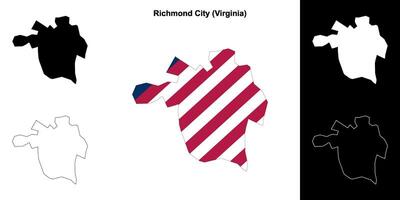 Richmond Stadt Bezirk, Virginia Gliederung Karte einstellen vektor
