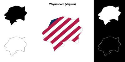 Waynesboro Bezirk, Virginia Gliederung Karte einstellen vektor