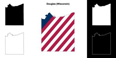Douglas Bezirk, Wisconsin Gliederung Karte einstellen vektor