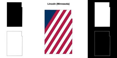 lincoln grevskap, minnesota översikt Karta uppsättning vektor