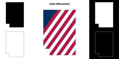 clark grevskap, Wisconsin översikt Karta uppsättning vektor